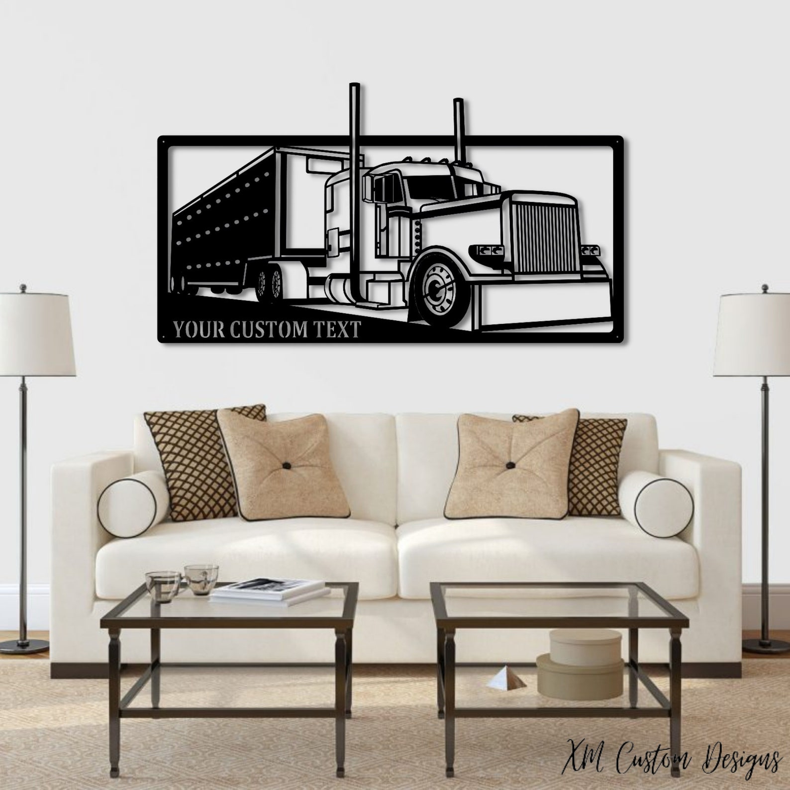 Metal Semi Truck And Trailer Semi Truck Metal Wall Etsy