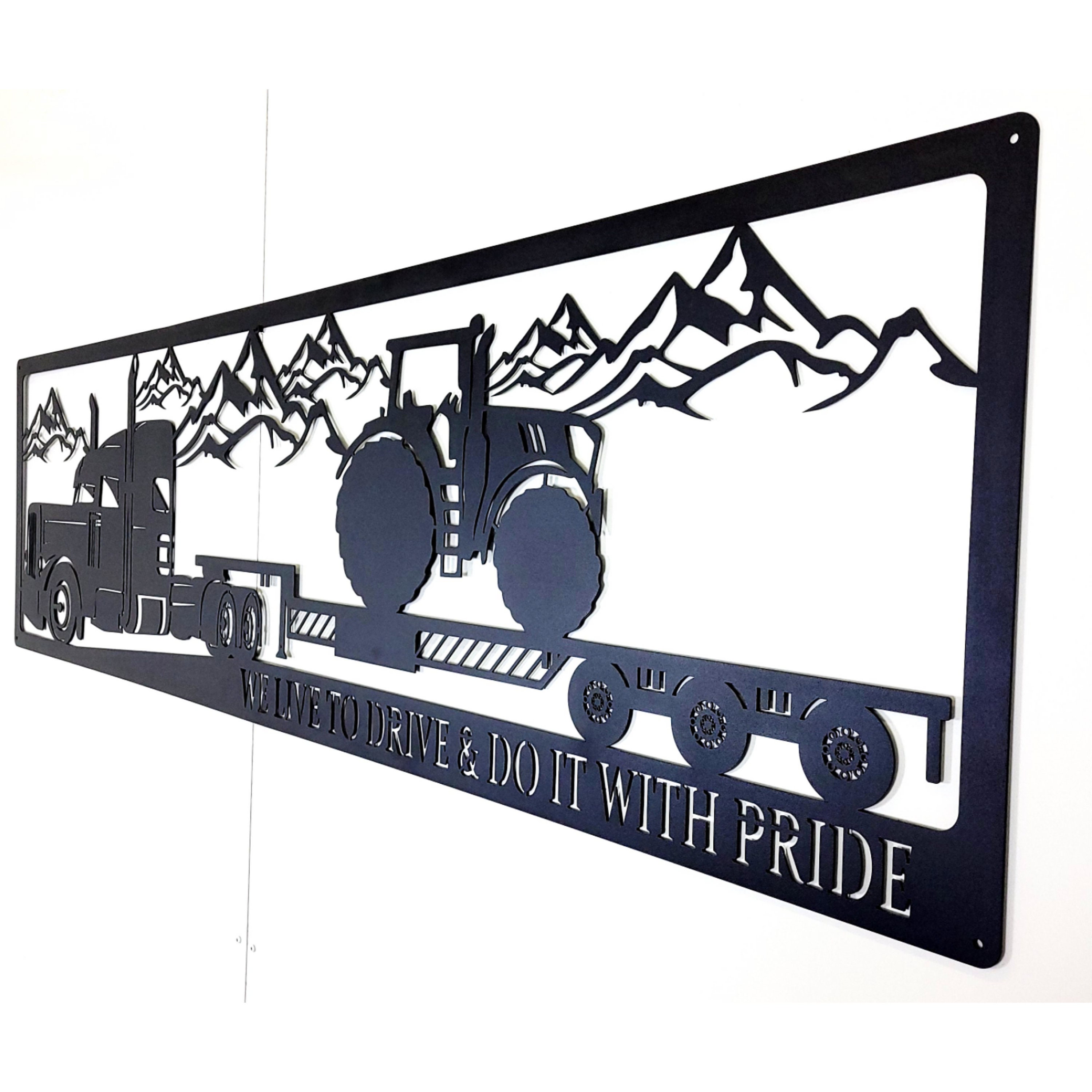 Truck metal wall art scenic picture with truck and trailer Etsy