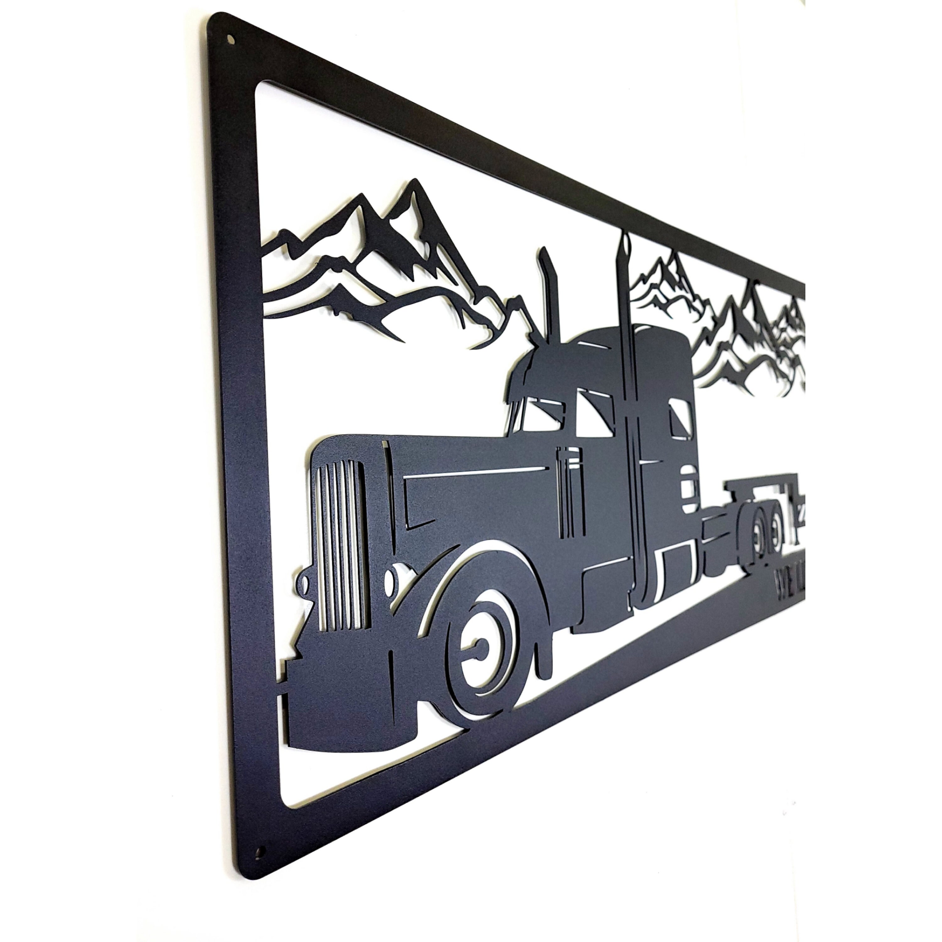 Truck metal wall art scenic picture with truck and trailer Etsy