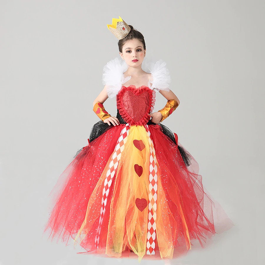 Halloween Alice nel paese delle meraviglie Red Queen of Hearts Costume di  carnevale Stage Performance Princess Cosplay vestito operato genitore-figlio