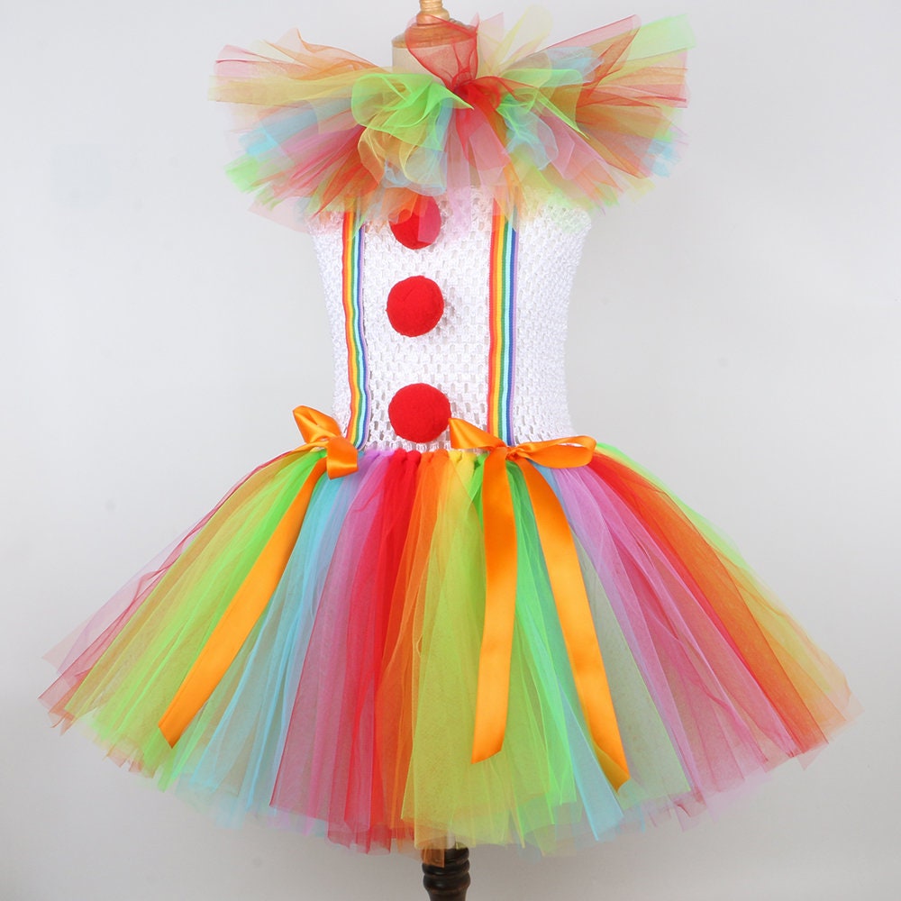 Costume clown per ragazze Abito fantasia arcobaleno Festa di compleanno per  bambini Divertente clown abito tutu luminoso Festa di Halloween, Carnevale,  abito di concorso -  Italia