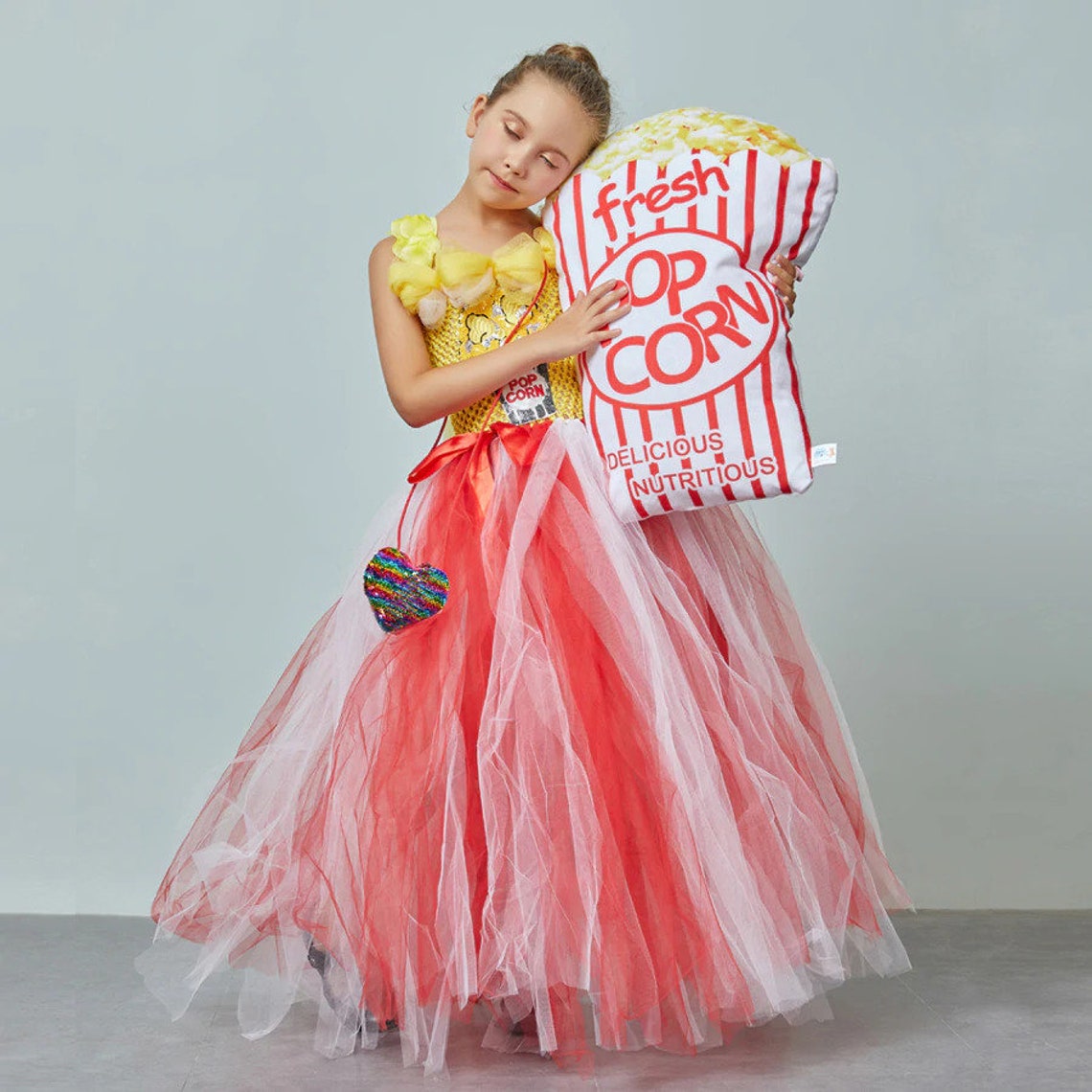 Sparkly Sequined Popcorn Inspired Girls Tutu Dress Kids Etsy