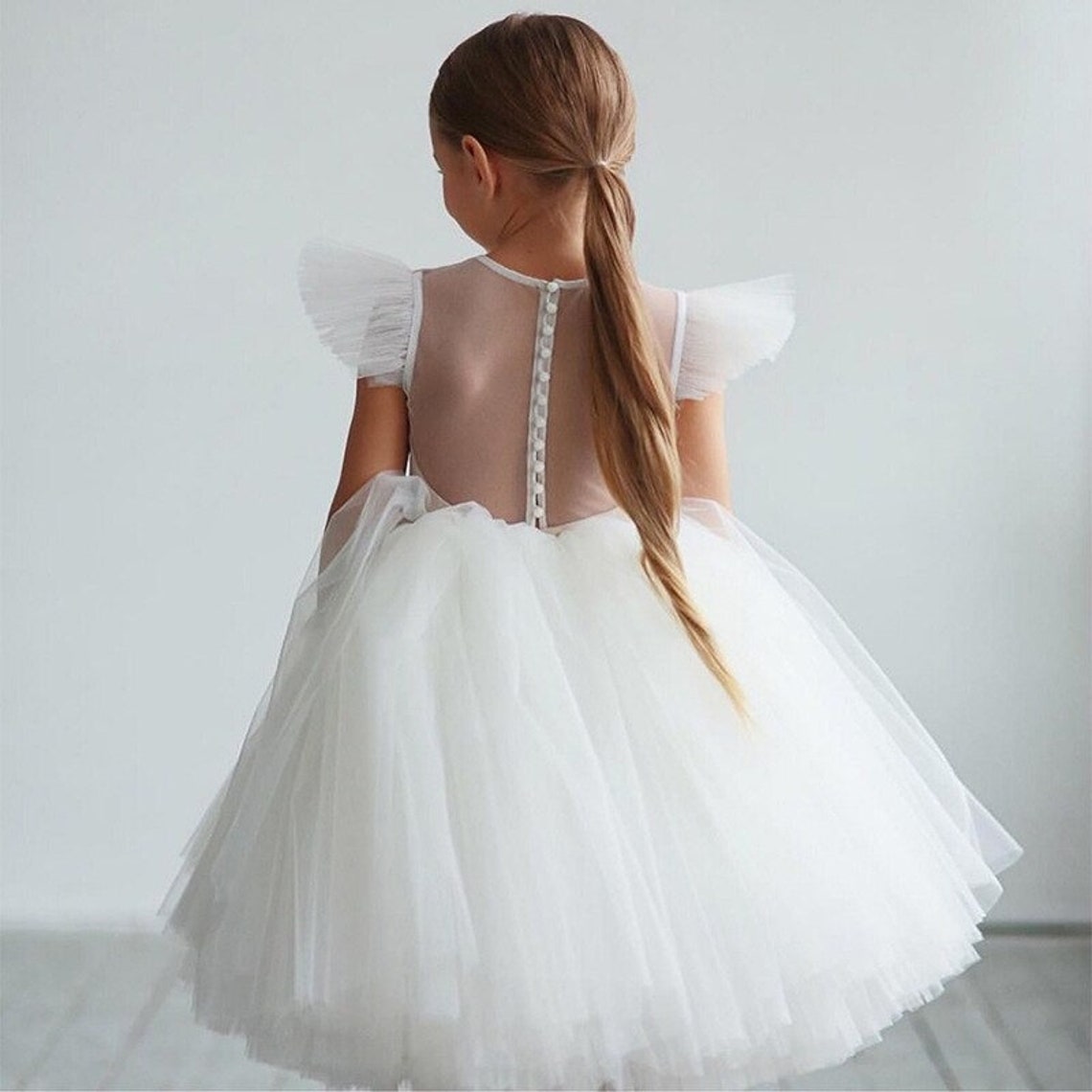 Kids White Tulle Wedding Dress Flower Girls Dress Party - Etsy