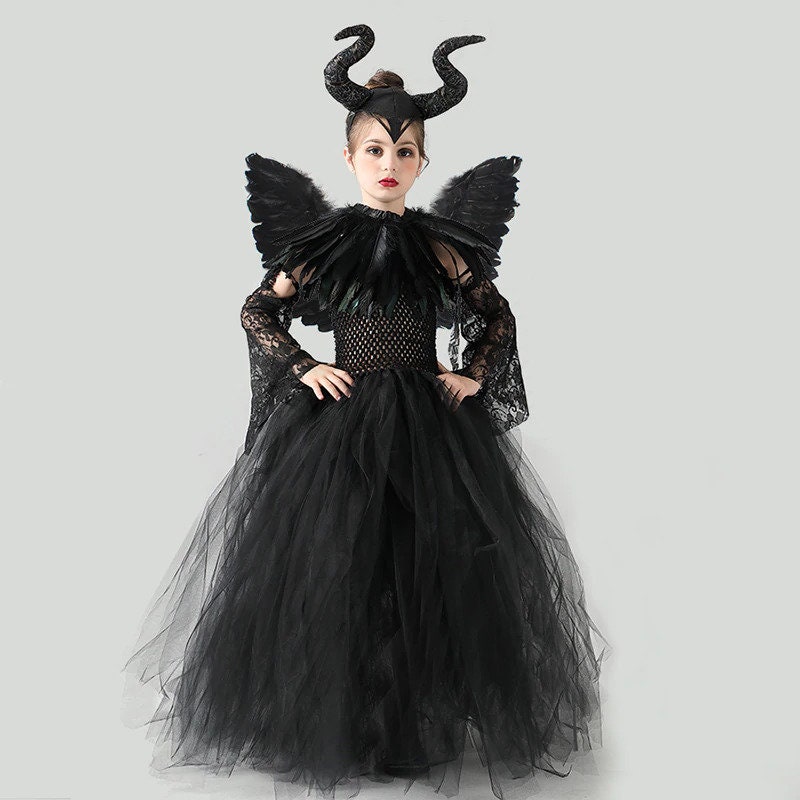 Kids Black Evil Tutu Costume Gothic Halloween Girls Fancy - Etsy España