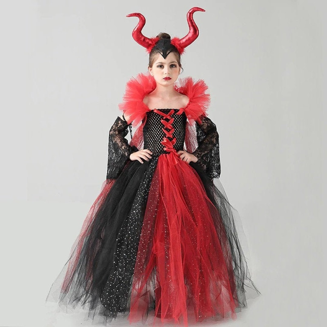 Déguisement vampire rouge et noir fille Halloween 5 à 6 ans - Déguisement  enfant - Achat & prix