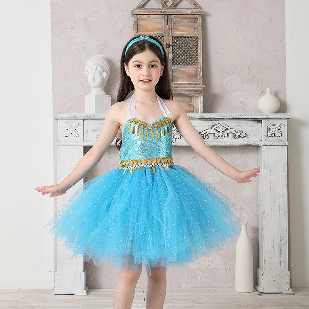 Filles Paillettes Brodé Princesse Robe, costume Prom Robe