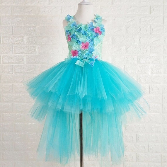 Aqua Blue & Pink Flower Fairy Tutu Dress Girls Woodland | Etsy