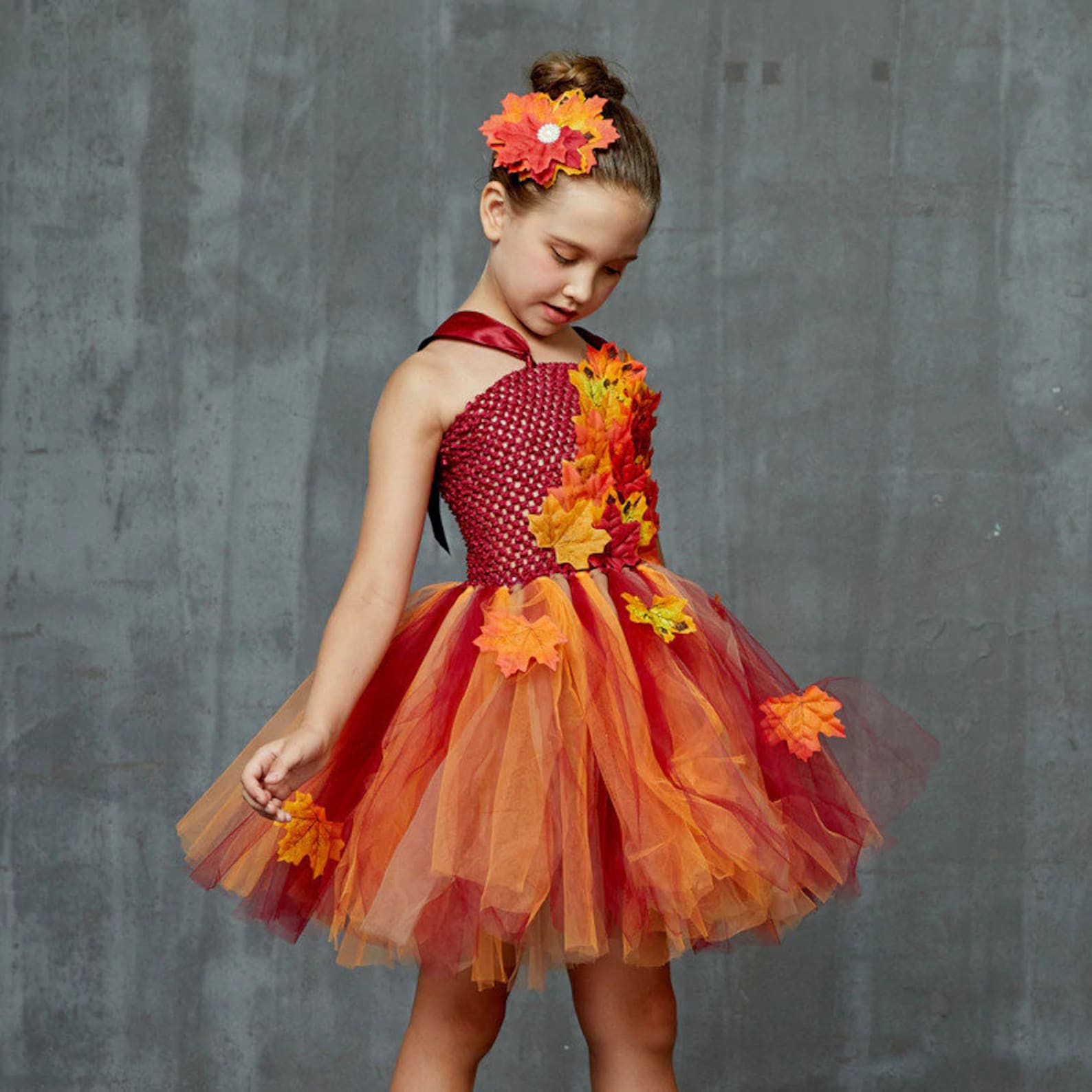Girls Autumn Leaves Tutu Dress Kids Autumn Fairy Costume Etsy UK