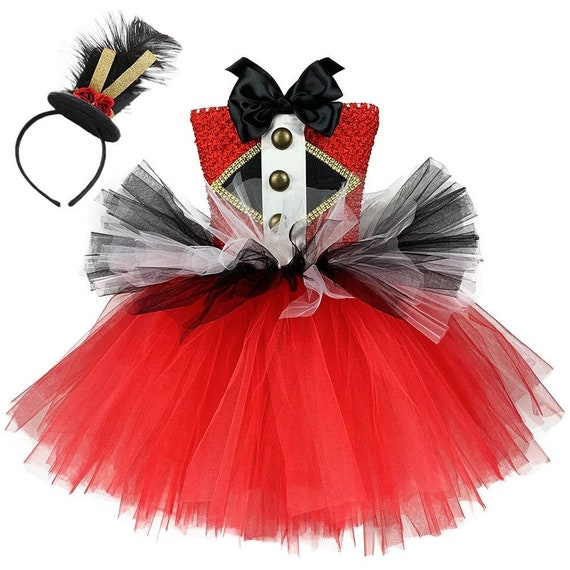 Girls Ringmaster Tutu Dress Kids Circus Tuxedo Costume Handmade