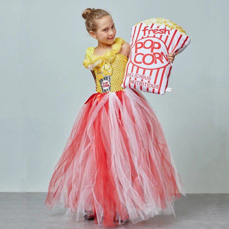 Sparkly Sequined Popcorn Inspired Girls Tutu Dress Kids Etsy