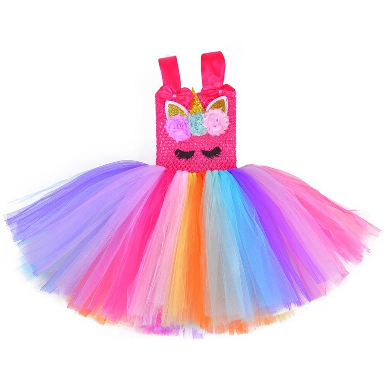Unicorn Birthday Party Kids Pink Sequined Unicorn Tutu Dress Girls Unicorn Costume Handmade Unicorn Tutu Bright Fuchsia Tutu