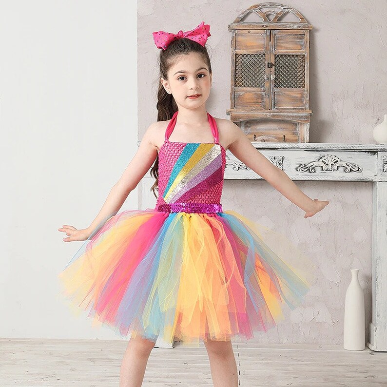 Kids Rainbow Jojo Siwa Tutu Dress Girls Jojo Siwa Costume | Etsy UK