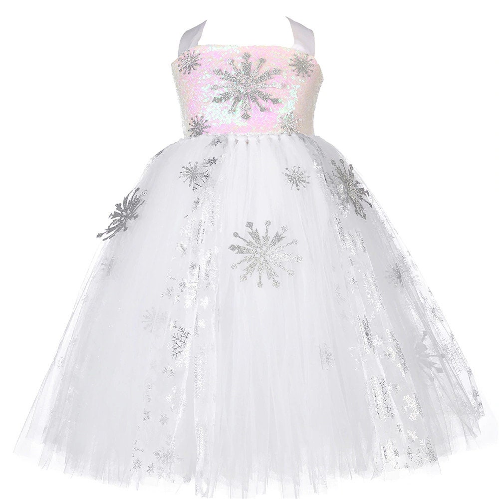 Robe Elsa Reine des Neiges avec traîne et accessoires - FINDPITAYA