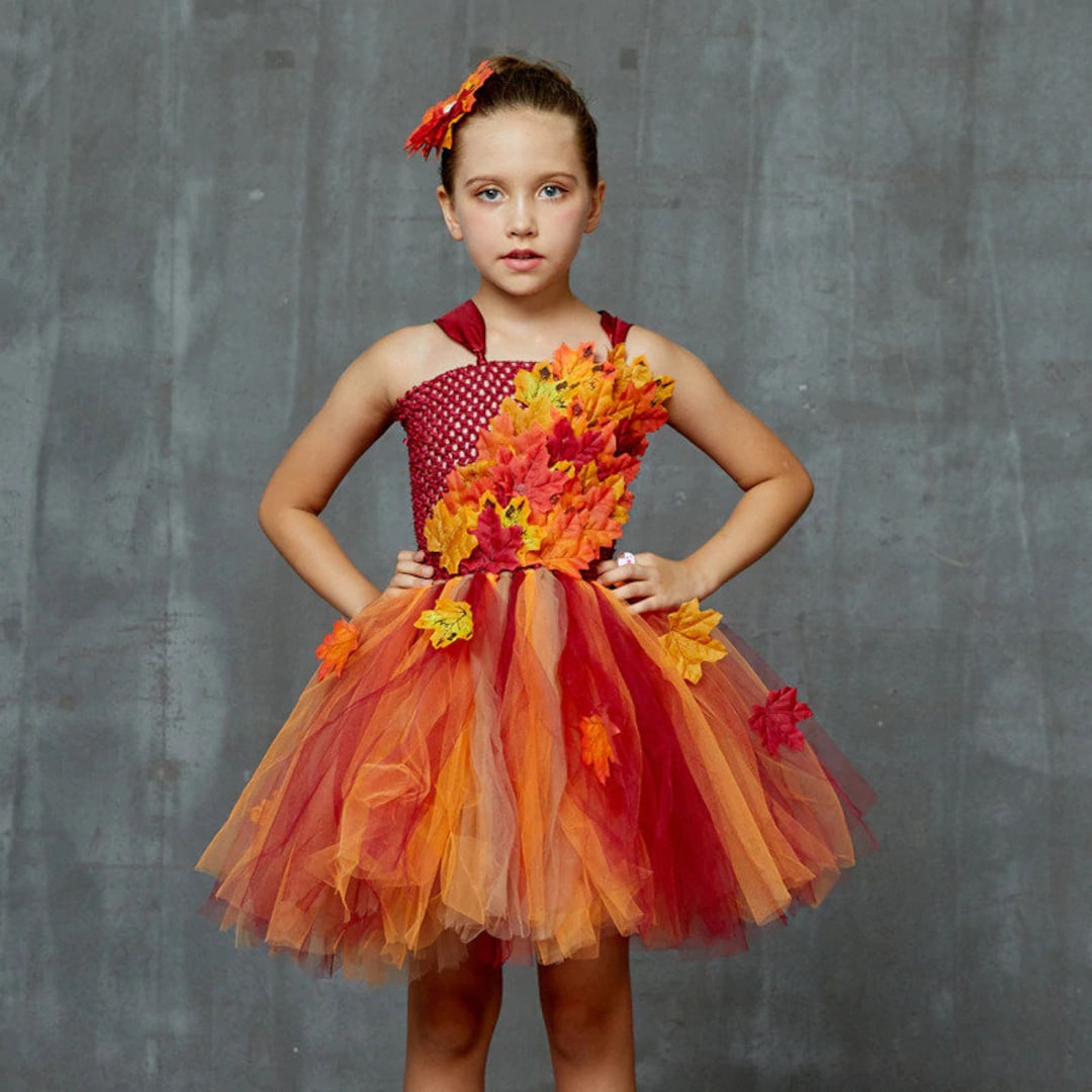 Girls Autumn Leaves Tutu Dress Kids Autumn Fairy Costume Etsy