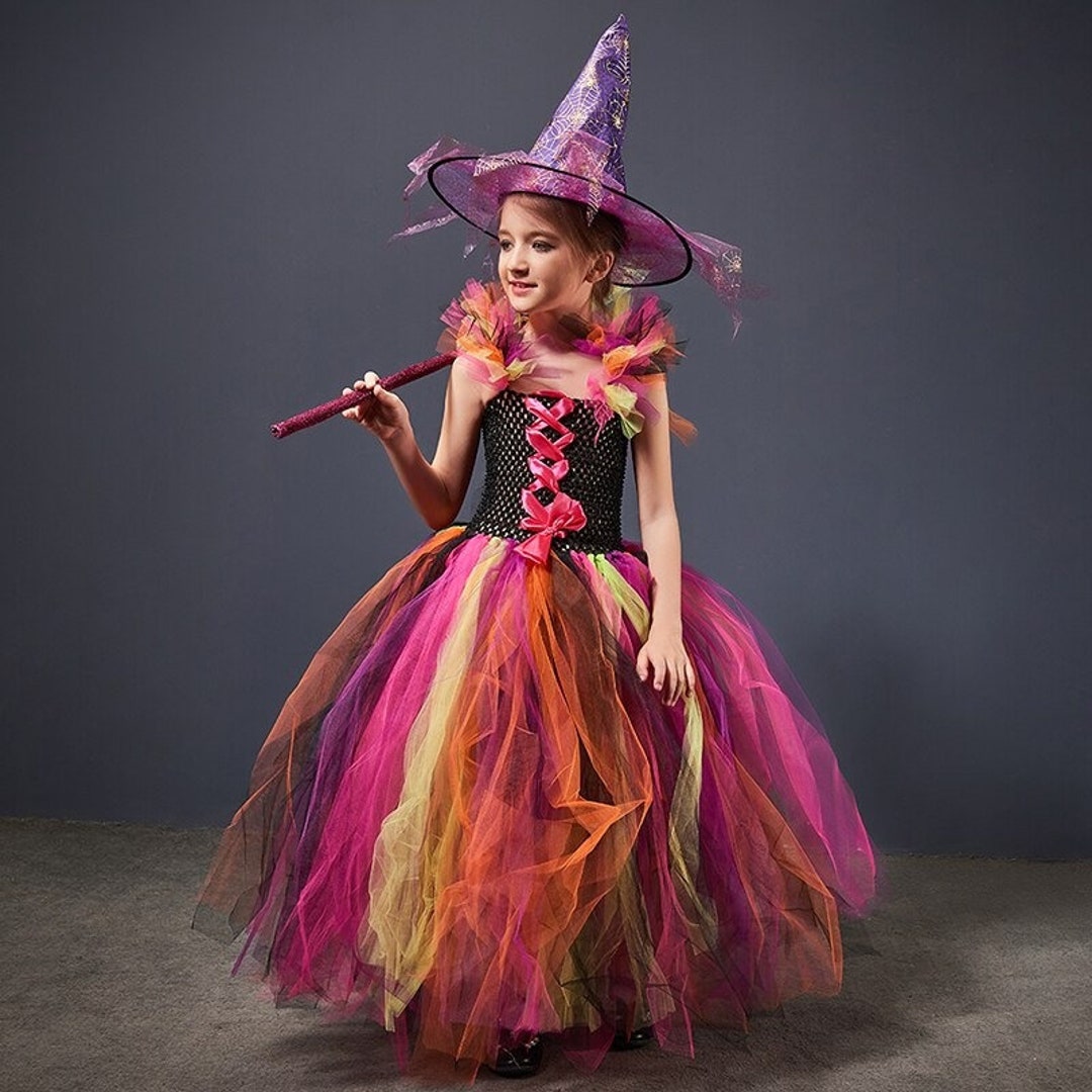 Robe de Princesse pour Fille de 4, 6, 8 et 10 Ans, Déguisement d'Halloween,  Costume