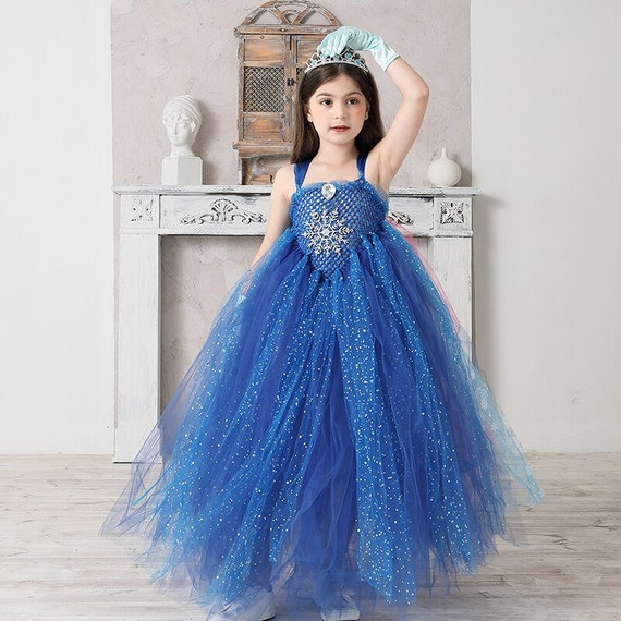 Robe Princesse Scintillante Bleue Pour Fille