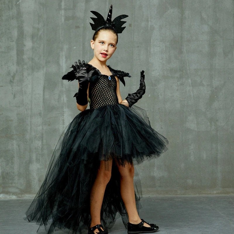Kids Black Evil Maleficent Tutu Gothic Halloween Costume - Etsy