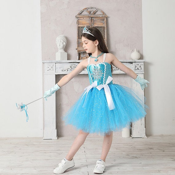 Ice Queen Super Sparkly Tutu Dress Snowflake Blue Princess Tutu