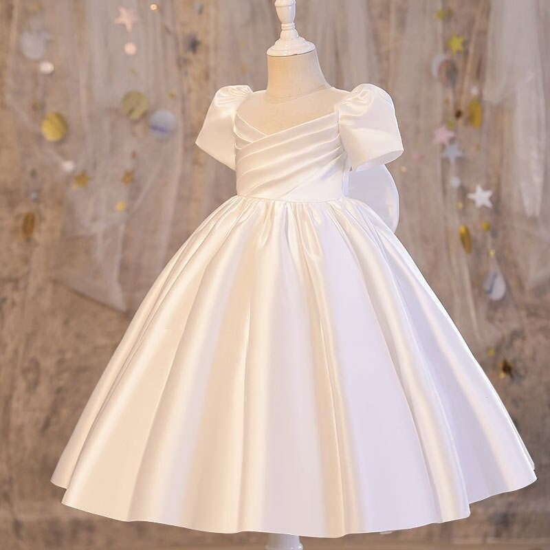 Sleeveless fairy style long white gown for girls