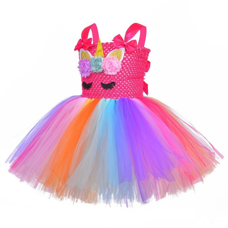 Unicorn Birthday Party Kids Pink Sequined Unicorn Tutu Dress Girls Unicorn Costume Handmade Unicorn Tutu Bright Fuchsia Tutu