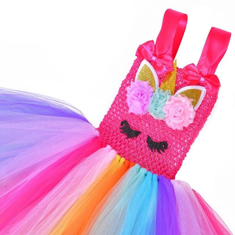 Unicorn Birthday Party Kids Pink Sequined Unicorn Tutu Dress Girls Unicorn Costume Handmade Unicorn Tutu Bright Fuchsia Tutu
