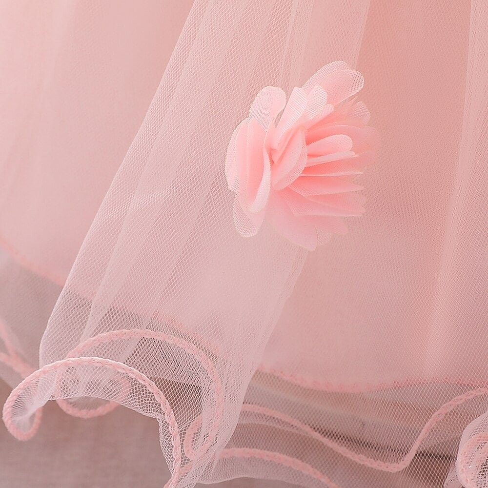 Baby Girl Pink Lace Petal and Tulle Flower Girl Dress - Etsy UK