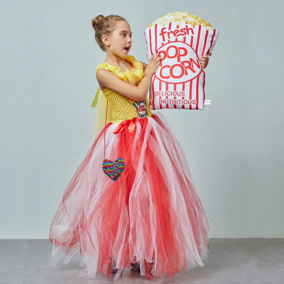 Sparkly Sequined Popcorn Inspired Girls Tutu Dress Kids Etsy