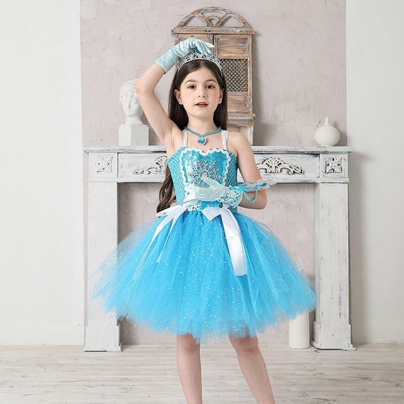 Ice Queen Super Sparkly Tutu Dress Snowflake Blue Princess Tutu