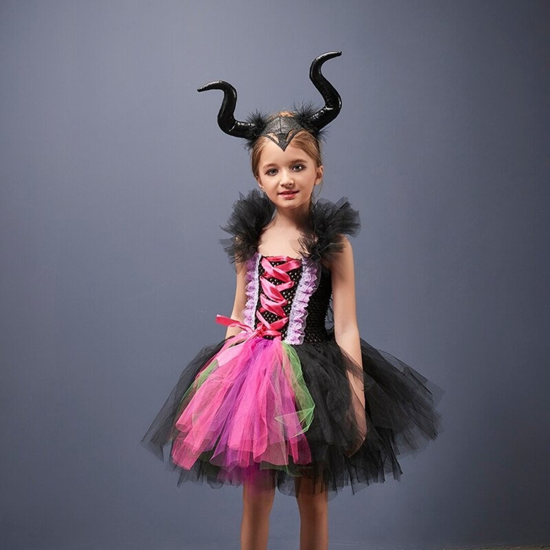 Girls Wicked Witch Tutu Dress Evil Queen Costume Kids Handmade Dress