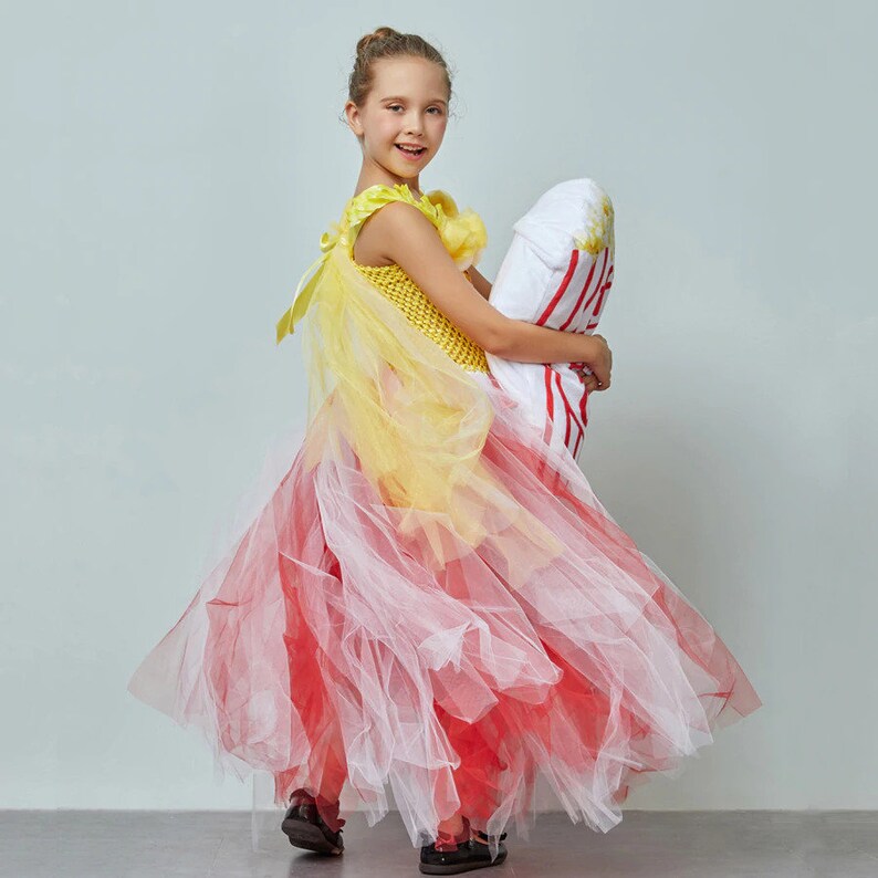 Sparkly Sequined Popcorn Inspired Girls Tutu Dress Kids Etsy
