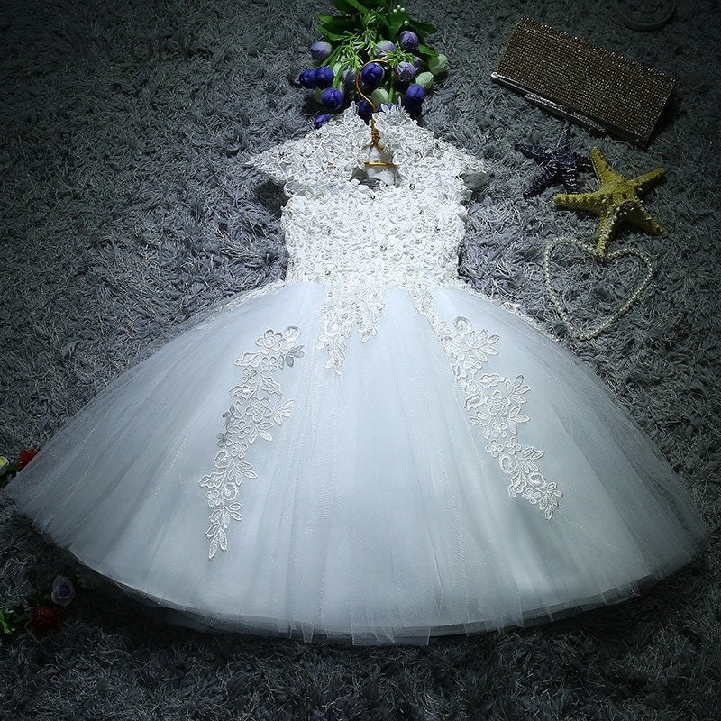 Baby Girls White Lace Christening Dress Wedding Party Dress - Etsy UK