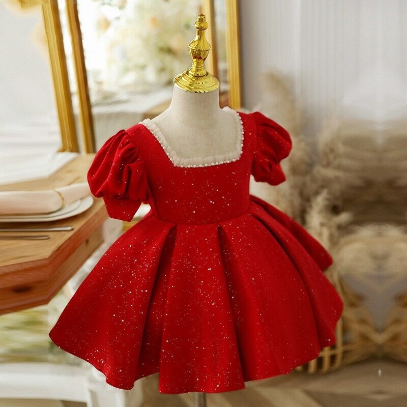 Filles Paillettes Brodé Princesse Robe, costume Prom Robe Anniversaire Fête  Robe de Noël Fleur Fille Robe Pour 3-10 Ans Enfants
