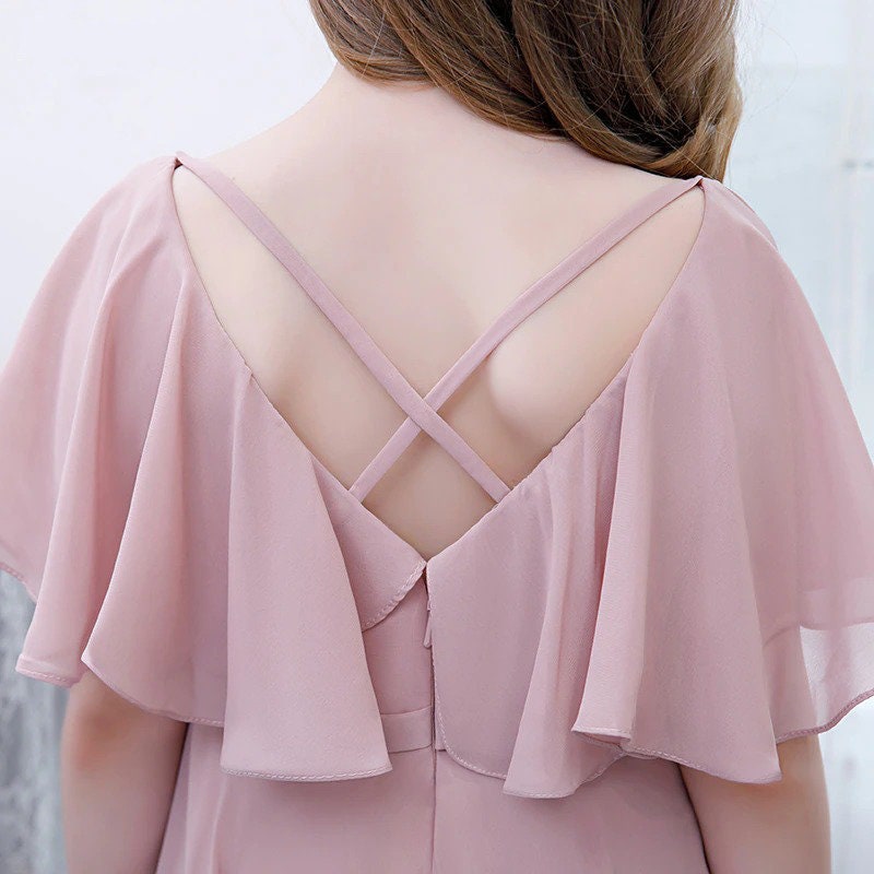 Girls pink hotsell chiffon dress
