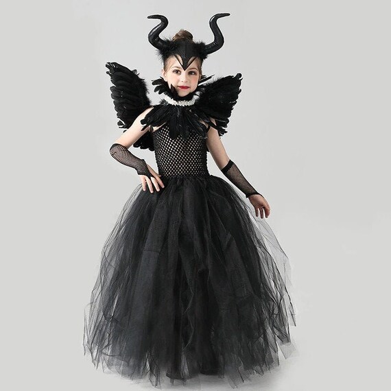 Ragazze Malefica Regina Cattiva Costume Halloween Cosplay Strega