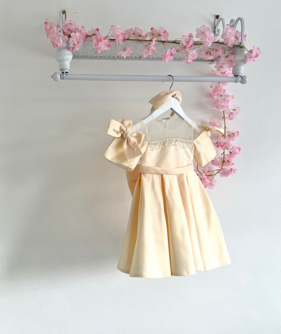 Girls peach deals party dress