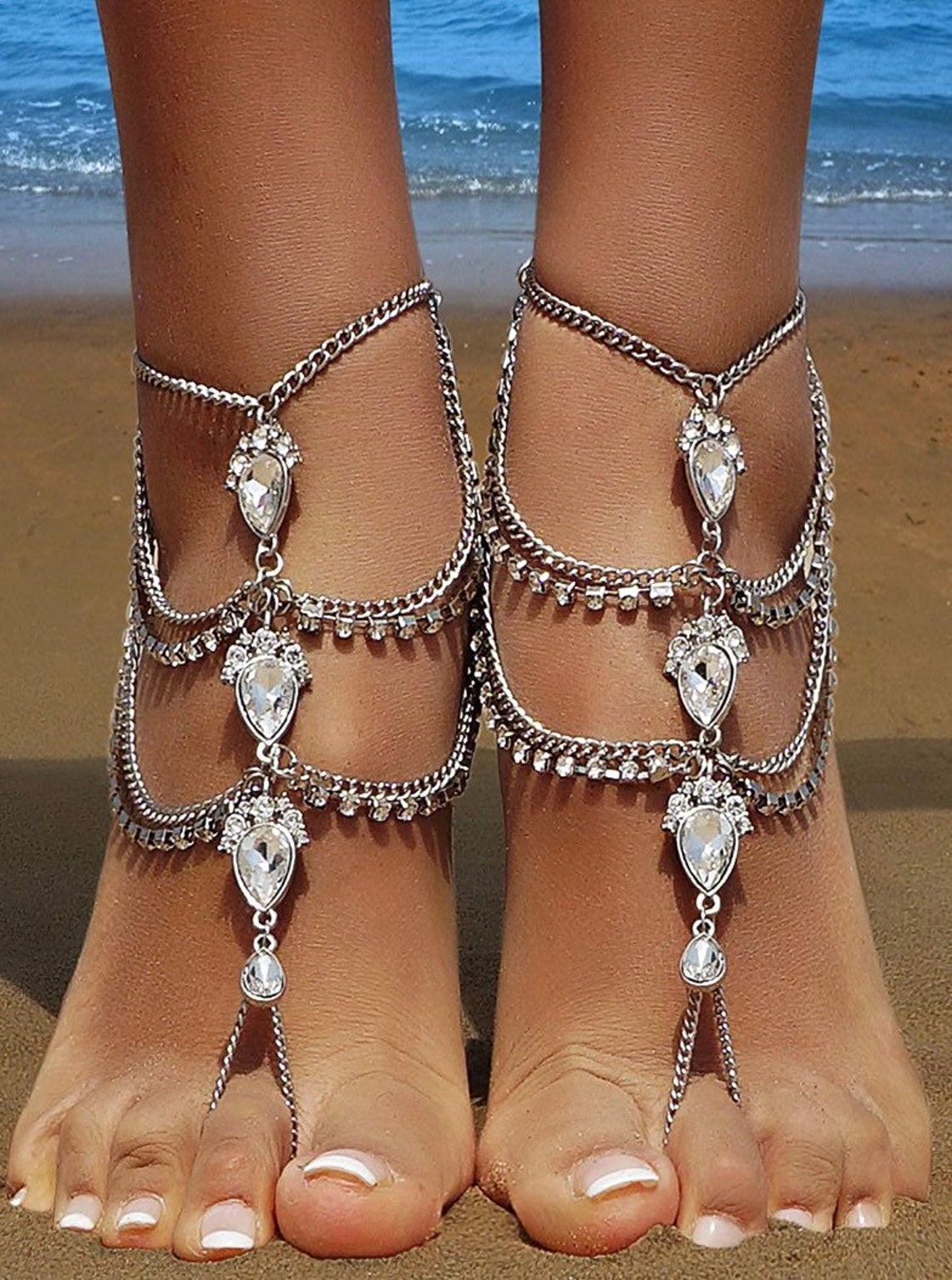Gold Diamonds Anklet Ankle Bracelet Ankle Chain Toe Ring Toe Etsy