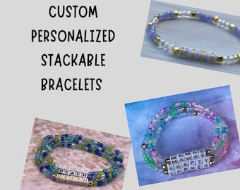 Pulseras apilables personalizadas / Pulsera apilable hecha a mano / Joyería motivacional, inspiradora y apilable personalizada: el regalo perfecto para cualquier persona