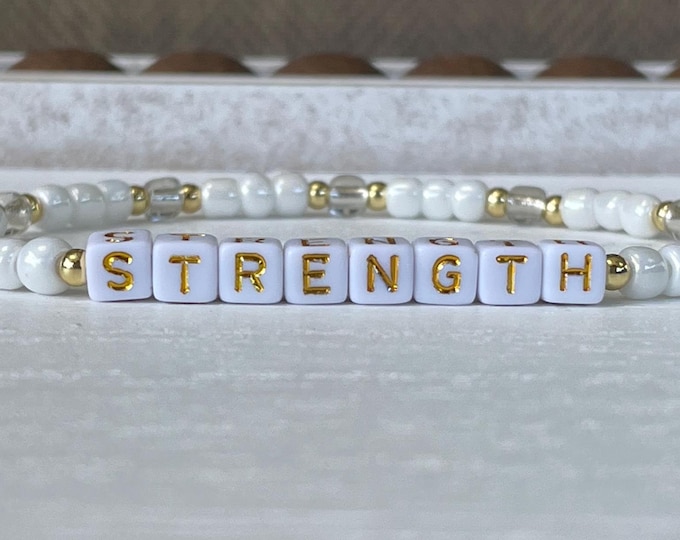 STRENGTH #1 Bracelet | Handmade Stackable Bracelet | Custom Motivational, Inspirational and Stackable Jewelry - Perfect Empowering Gift