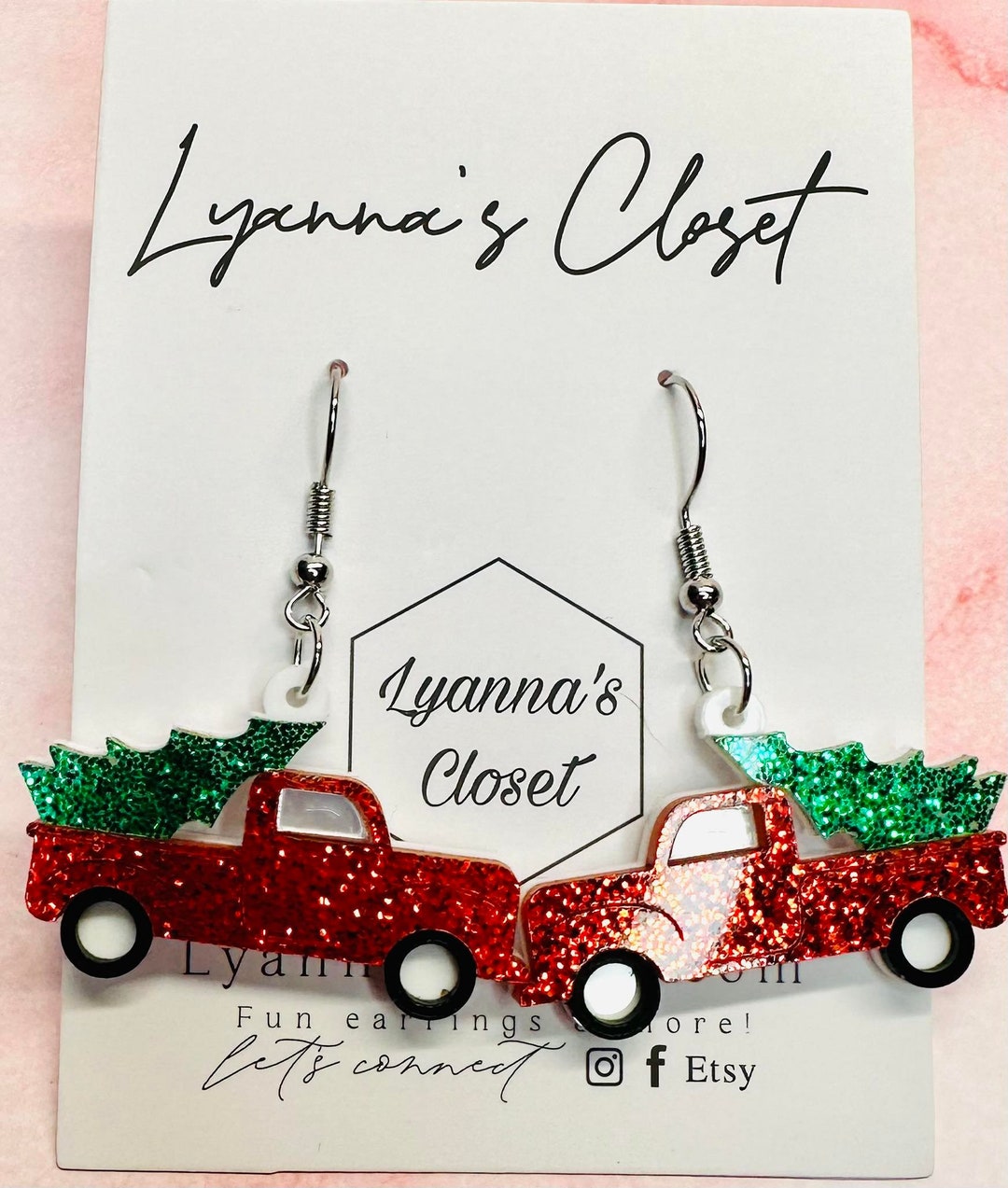 Christmas Truck Earrings Christmas Acrylic Earrings/ Christmas Etsy