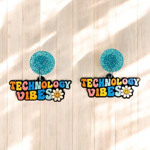 Technology vibes earrings, Tech vibes earrings Technology educator earrings Gift for tech educator Technology coach gift Tech coach earrings