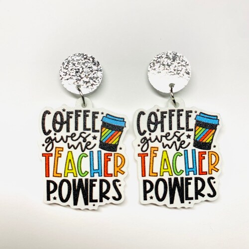 Pendientes de profesor de café / pendientes de profesor / regalo de profesor / pendientes de enseñanza / pendientes de acrílico de profesor