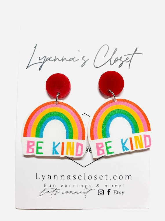 Be Kind Rainbow Earrings | Teacher Earrings | Colorful Kindness Jewelry | Positive Message Earrings | Classroom Gift