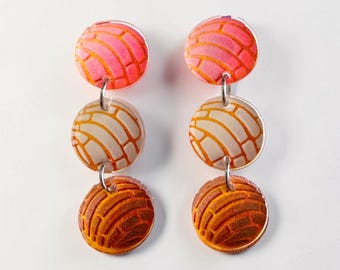 Concha Earrings | Mexican Sweet Bread Earrings | Pan Dulce Earrings | Latina Style Jewelry | Kawaii Food Earrings | Fiesta Earrings