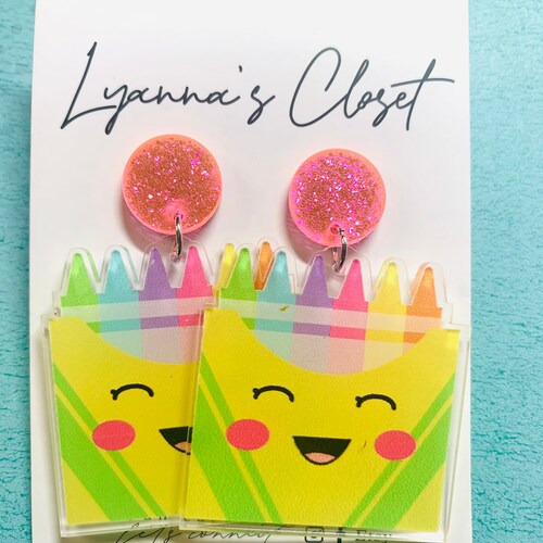 Crayon Box Teacher Earrings/ Teacher Acrylic Earrings /teacher Etsy