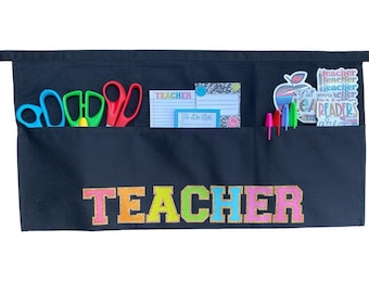 Colorful teacher apron, Teacher apron, Teacher accessories, Aprons for teachers, colorful teacher, cute teacher, teacher apron with pockets