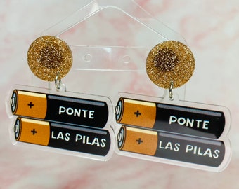 Ponte las pilas, Maestra earrings, Teacher earrings, Bilingual teacher, Spanish teacher, Earrings for teachers, Maestra, cute