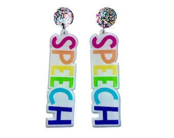 Speech Earrings, Earrings for teacher, Teacher earring dangles, Speech Teacher gift, Speech pathologist, speech therapy, speech therapist