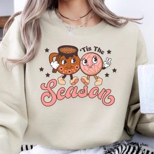 Tis The Season Sweatshirt | Cute Concha & Cafecito Holiday Crewneck | Cozy Christmas Mexican Pan Dulce Sweatshirt | Lyanna’s Closet
