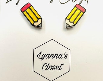 pencil studs Book earrings, Teacher earrings, Librarian earrings, Teacher appreciation gift, Teacher jewelry book studs