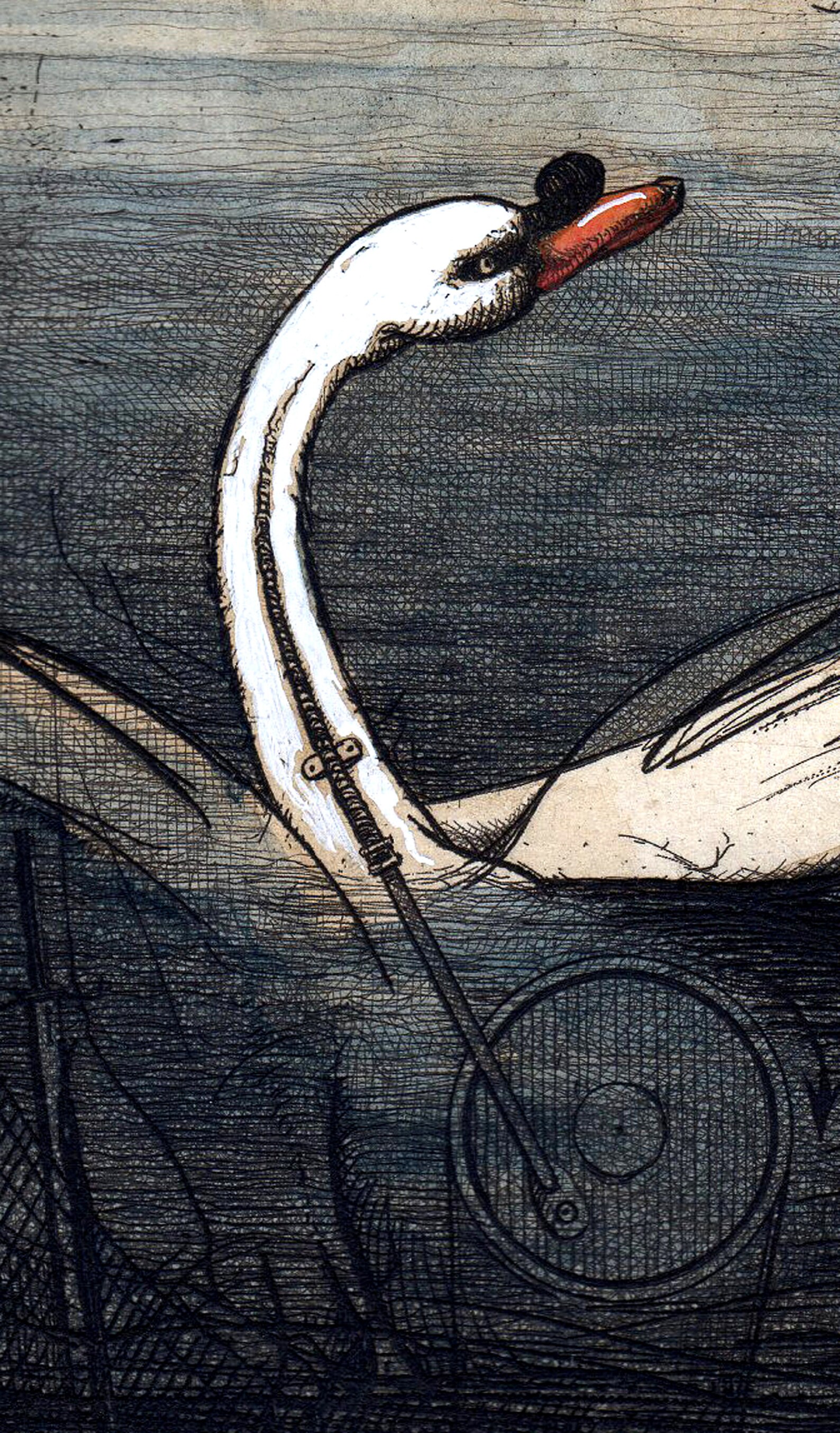Leda and the Swan Intaglio Etching Print on Paper, Printmaking Art